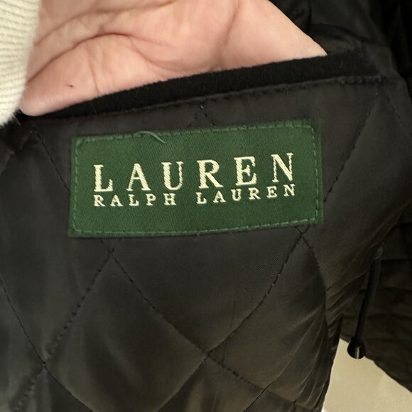 LAUREN RALPH LAUREN car coat outerwear cashmere wool blend quilted black 46R - Picture 12 of 14
